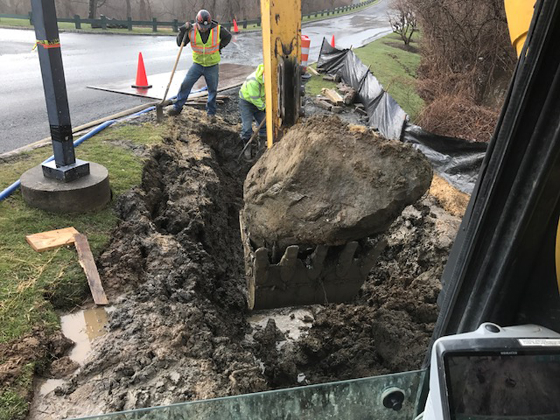 installing new Sanitary Sewer main in Westchester County, New York.